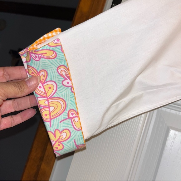 Pearly Vine Cotton Blend Poplin Preppy Button Down Blouse - Picture 4 of 11